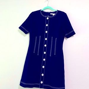 COPY - Veronica Beard Navy dress with white stitc…